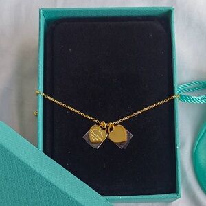 Gold Heart and Disc Pendant Necklace